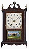 Mark Leavenworth, Waterbury, Conn., 30 hour, time and strike, weight wood movement pillar & scroll shelf clock.