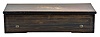 Swiss, 8 tune, music box with rosewood veneered top with marquetry inlay featuring flowers, grain painted sides with inlay in the front and ebonized inside of the lid with a tune card, 13 inch cylinder with one piece comb.