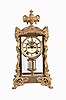 Ansonia Clock Co., New York, "Viscount", 8 day, time and strike, spring brass movement crystal regulator mantel clock.