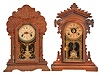 Clocks- 2 (Two): (1) Waterbury Clock Co., Waterbury, Conn., "Dabney", 8 day, time and strike, spring brass movement calendar shelf clock, c1912 (2) E. N. Welch Mfg. Co., Forestville, Conn., 8 day, time, strike and alarm spring brass movement shelf clock. We did not find the shelf version of this model, but there is a hanging version named the "Colby Wringer", c1883
