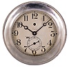 Chelsea Clock Co., Boston, Mass., for U.S. Light House Service, deck clock, 8 day, time only, spring-driven jeweled balance wheel movement in a nickel plated case with hinged bezel, 6.5 inch silvered dial and large subsidiary seconds, signed "USLHS, LS NO 118" indicating that it was on the Lightship "Overfalls" (LV-118).