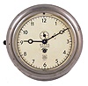 Chelsea Clock Co., Boston, Mass., for Ashcroft American, Bridgeport, Conn., for U.S. Lighthouse Service, deck clock, 8 day, time only, spring-driven jeweled balance wheel movement in a nickel plated case with hinged bezel, 6.5 inch white painted dial reading "U.S.L.H.S., Hollyhock" indicating that it was once installed aboard the U.S. Lighthouse Service tender "Hollyhock", movement serial number 99703