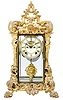 Ansonia Clock Co., New York, "Apex" crystal regulator shelf clock with a spring driven time and half hour rack strike movement with a visible escapement, a fancy pendulum and jewelled bezel in a rich gold and brass case.