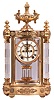 Ansonia Clock Co., New York, "Jupiter", 8 day, time and strike, spring driven brass movement with cut glass columns crystal regulator mantel clock with visible escapement.