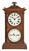 Seth Thomas Clock Co., Thomaston, Conn., "Parlor Calendar No. 6" shelf clock with a spring driven, 8 day, time and strike movement and an 1876 R. T. Andrews patent perpetual calendar mechanism in a walnut case.