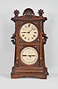 Seth Thomas Clock Co., Thomaston, Conn., "Parlor Calendar No. 9" shelf clock, 8 day, time, strike on cathedral gong and perpetual calendar, spring driven movement in a walnut case with burl and carved highlights and painted metal dials