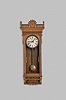 Waterbury Clock Co., Waterbury, Conn., "Regulator No. 53" wall clock, 8 day, time only, weight driven movement in an oak case with a painted metal dial and enameled beat indicator