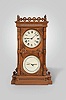Seth Thomas Clock Co., Thomaston, Conn., "Parlor Calendar No. 10" shelf clock, 8 day, time, cathedral gong strike and perpetual calendar, weight driven movement in an ornately carved walnut case with painted metal dials