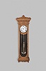 New Haven Clock Co., New Haven, Conn., "Regulator No. 10", hanging jeweler's regulator, 8 day, time only, weight driven movement with deadbeat escapement and maintaining power in an oak case with a white enamel dial