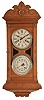 Jerome & Co. (New Haven Clock Co.), New Haven, Conn., "Dneister" wall hanging double dial calendar clock with a spring driven, 8 day, time and strike movement and a B. B. Lewis perpetual calendar mechansim in a walnut case.