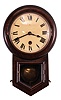 Clocks- 3 (Three): (1) Hamburg American Clock Co., miniature wall hanging clock with a spring driven, 8 day, timepiece movement in a dark wood case, c1910. (2) New Haven Clock Co., New Haven, Conn., "Wilson" banjo clock with a spring driven, 30 day double wind timepiece movement in a solid mahogany case, c1920. (3) Vienna Regulator with the movement stamped "Remember" with a 3 weight driven time, hour and quarter hour strike in a walnut case, c1890.