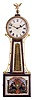 Massachusetts, Unknown, but possibly a Horace Tift, Attleboro, 8 day, weight brass movement patent or banjo timepiece.