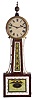 Unsigned, possibly New Hampshire, 8 day, weight brass movement patent or banjo timepiece.