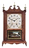 Bishop & Bradley, Watertown, Conn., 30 hour, time and strike, weight wood movement pillar and scroll shelf clock.