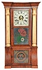 Clocks- 2 (Two): (1) Seth Thomas Clock Co., Plymouth Hollow Hollow, Conn., 8 day, time and strike "Gilt Column" weight brass movement column & cornice shelf clock, c1860 (2) Ansonia Clock Co., New York, "Queen Elizabeth", 8 day, time and strike, spring brass movement wall clock, c1901.
