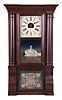 Birge, Peck & Co., Bristol, Conn., Cornice and Column shelf clock with a weight driven, 8 day, time and strike brass strap movement in a mahogany case.