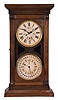 Jerome & Co. (New Haven Clock Co.), New Haven, Conn., "Register" mantel clock, 8 day, time and strike, spring driven movement with a B. B. Lewis perpetual calendar mechanism in a walnut case.