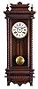 Ansonia Clock Co., New York, "Queen Charlotte" hanging clock with a spring driven, 8 day, time and half hour strike movement in a walnut case.