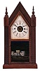 Forestville Mfg. Co., (J. B. Brown), Forestville, Conn., 8-day time, strike & alarm spring brass fusee movement sharp gothic or steeple clock with rippled molding.