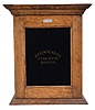 Eco Magneto Clock Co., Boston, Mass., circular dial time recorder, 8 day, time and recorder function for 9 watchman's stations, twin-spring Seth Thomas balance wheel movement in an oak case with black glass and gold leaf reading "Eco Magneto Clock Co. / Boston", metal tag above the glass reads "Time Recorder / Inspected by Underwriters' Laboratories / No. 11020".