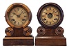 Clocks- 2 (Two) (1) E. Ingraham & Co., Bristol, Conn., "Grecian Mosaic", 8 day, time and strike, spring brass movement shelf clock. (2) E. Ingraham & Co., Bristol, Conn., "Grecian", 8 day, time, strike and alarm spring brass movement shelf clock.