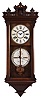 Ithaca Calendar Clock Co., Ithaca, New York, "No. 5 1/2 Hanging Belgrade" wall clock with a spring driven, 8 day, time and strike movement with a H. B. Horton patented perpetual calendar mechanism in a walnut case.