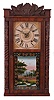 Boardman & Wells for Hiram Hunt, Bangor, Maine, 30 hour, time, strike and alarm weight wood movement carved column and crest shelf clock.