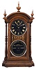 Southern Calendar Clock Co., St. Louis, Mo., "Fashion No. 6" shelf clock with a spring driven, 8 day, Seth Thomas time and strike movement and a R. T Andrews patented perpetual calendar mechanism in a walnut case with black paper dials.