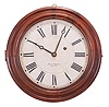 Brewster & Ingrahams, Bristol, Conn., Gallery hanging clock with an 8-day spring driven East-West timepiece movement with a brass spring in a crotch mahogany case.