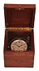 American Waltham Watch Co., Waltham, Mass., a boxed, 8 day deck watch with wind indicator, 37 size, 15 jewels, stem wind and set nickel plate movement, with Arabic numeral triple sunk dial, blued steel spade and poker hands, in a weighted brass tub with gimbals, all within a three tier mahogany box with brass furniture