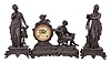 Ansonia Clock Co., New York, "Mozart" 8 day, time and strike, spring brass movement figural mantel clock. Also included are individual spelter figures of Poetry and Music.