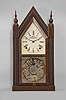 Forestville Mfg. Co., (J.C. Brown), Bristol, Conn., 8 day, time and strike, spring brass movement ripple-front sharp gothic or steeple clock.