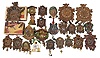 Clocks- 42 (Forty-two) Novelty and Desk: wide assortment of small clocks, some mechanical and some electric. Many Lux pendulettes including models such as the "Cat", "Dixie Boy", "Georgian Banjo", and many cuckoo themed models.