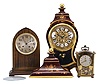 Clocks- 3 (Three) Mantel: (1) Zenith, Le Locle, Switzerland, reproduction Neuchatel bracket clock, 8 day, time and strike, tandem spring driven movement in a floral decorated painted wood case. (2) Waltham Clock Co., Waltham, Mass., lancet mantel clock, 8 day, time and strike, spring driven balance wheel movement in a walnut case with silvered dial reading "J.E. Caldwell & Co.". (3) Shatz, Germany, 400 day or anniversary clock, time only, spring driven movement with torsion pendulum in a brass and glass case.