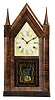 Chauncey Jerome, New Haven, Conn., Steeple shelf clock with a 30 hour, time and strike fusee movement in a mahogany veneered case.