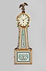 Gebrueder Jauch, Schwenningen, Germany, reproduction Willard banjo clock, 30 hour, time only, spring driven movement in a walnut case with reverse painted tablets, the lower one reading "S. Willard's Patent".