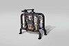 J.F. Weule, Bockenem, Germany, tower or street clock, time and strike, weight driven movement with an anchor escapement in a painted cast iron frame, signed by maker and dated 1909