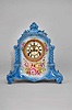 Ansonia Clock Co., New York, "La Verdon", 8 day, time and strike, spring driven brass movement porcelain mantel clock with visible escapement