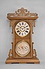 E. N. Welch Mfg. Co., Forestville, Conn., "Arditi", 8 day, time and strike, spring brass movement shelf clock with Daniel J. Gale's patent double dial calendar mechanism.