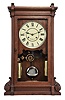Seth Thomas Clock Co., Thomaston, Conn., "Lincoln V. P." shelf clock with a weight driven, 8 day, time and strike movement with cathedral gong in a walnut case