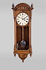 Seth Thomas Clock Co., Thomaston, Conn., "Regulator No. 6" wall hanging clock with a weight driven, 8 day, timepiece movement with dead-beat escapement and maintaining power in a walnut case.