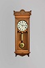 Seth Thomas Clock Co., Thomaston, Conn., "Regulator No. 9" wall hanging clock with a weight driven, 8 day, timepiece movement with dead-beat escapement and maintaining power in an oak case.
