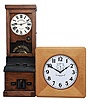 Clocks- 2 (Two): (1) National Time Recorder Co. Ltd., London, England "Standard Card Recorder" with a spring driven, 8 day, timepiece movement and recording mechanism for time of day, morning vs. afternoon and day of the week, c1920. (2) Self Winding Clock Co., New York, "Western Union No. 29R" model master timepiece with a "Style F Self Winding Synchronized Movement" in a solid oak case, c1930.