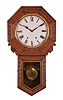 Clocks- 2 (Two): (1) New Haven Clock Co., New Haven, Conn., "Bank Regulator", 8 day, time and strike, spring brass movement long drop wall clock, c1911 (2) E. N. Welch Mfg. Co., Forestville, Conn., "Star Pointer Calendar" variant, 8 day, spring brass movement calendar long drop wall timepiece. This model was made for the American Wringer Co., New York, c1900.