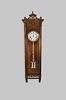 Ansonia Clock Co., New York, "Regulator No. 17", hanging jeweler's regulator, 8 day, time only, weight driven Swiss movement with pinwheel escapement, mercury two vial pendulum and sweep seconds in a black walnut case with a white enamel dial