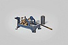 European, tower clock or street clock, time only, weight driven movement with deadbeat escapement in painted blue cast iron frame with pendulum