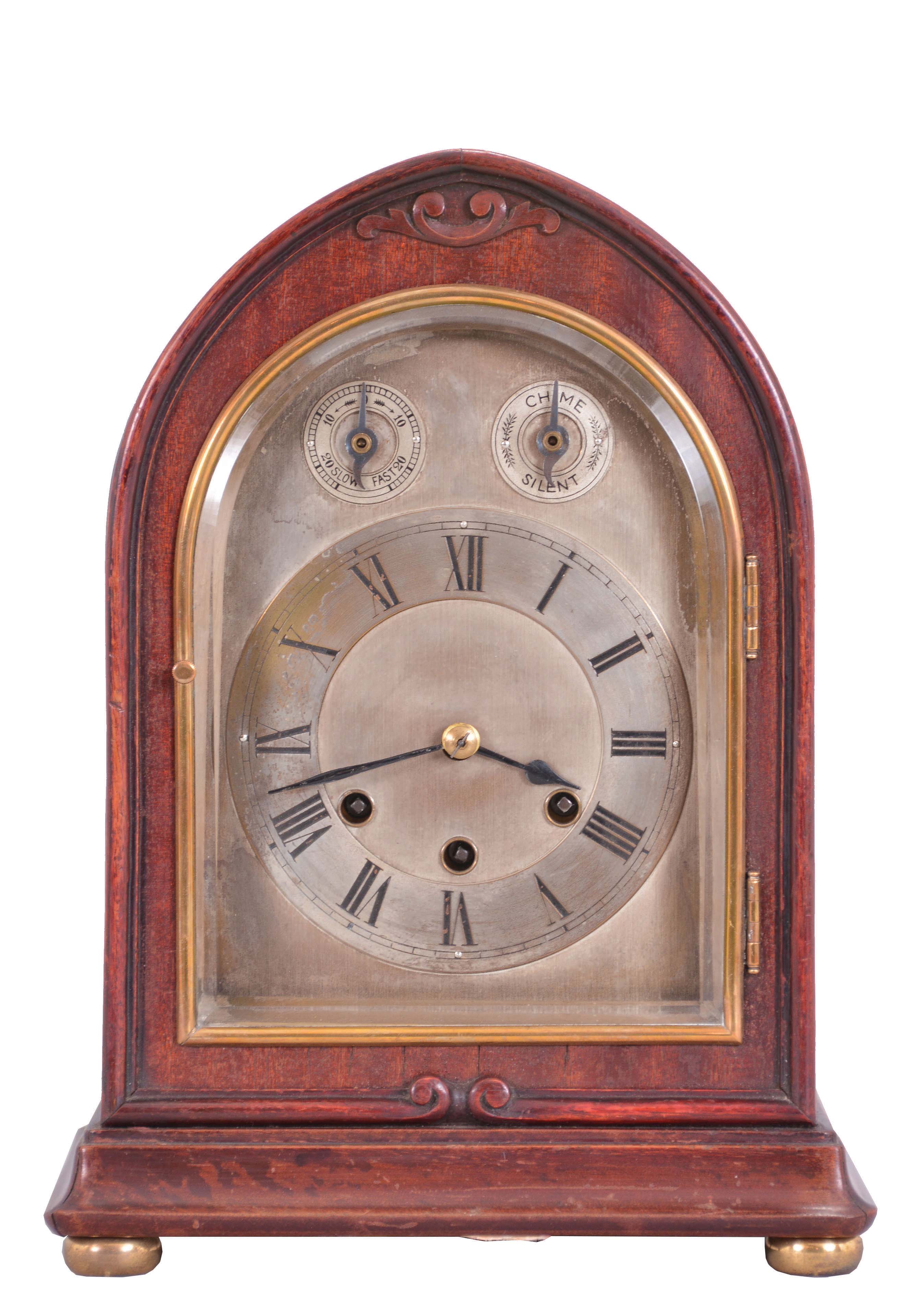 Germany, Gustav Becker, 8 day, time and strike, spring brass movement Westminster chime mantel clock. — Antique Clocks Price Guide