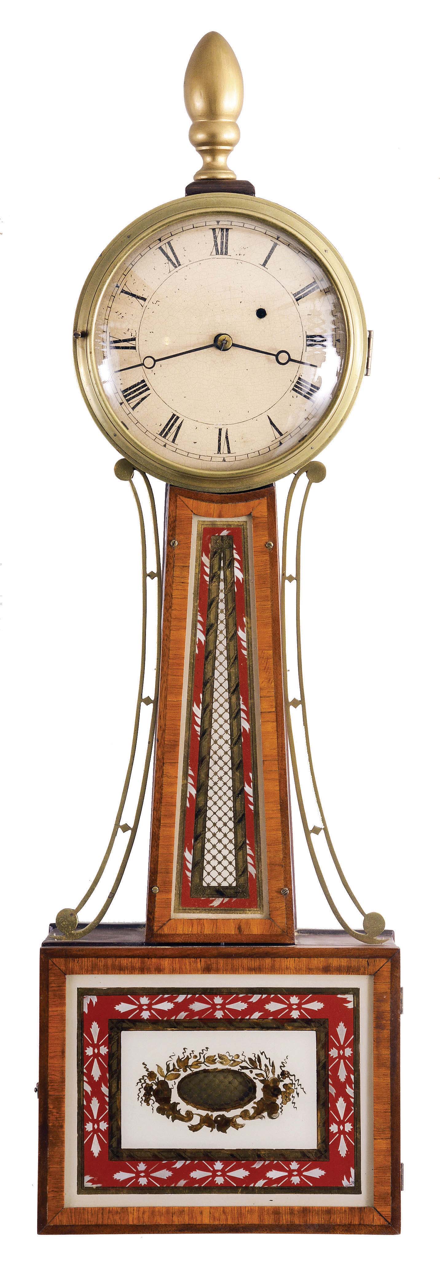 Massachusetts, 8 day, weight brass movement patent or banjo timepiece. — Antique Clocks Price Guide