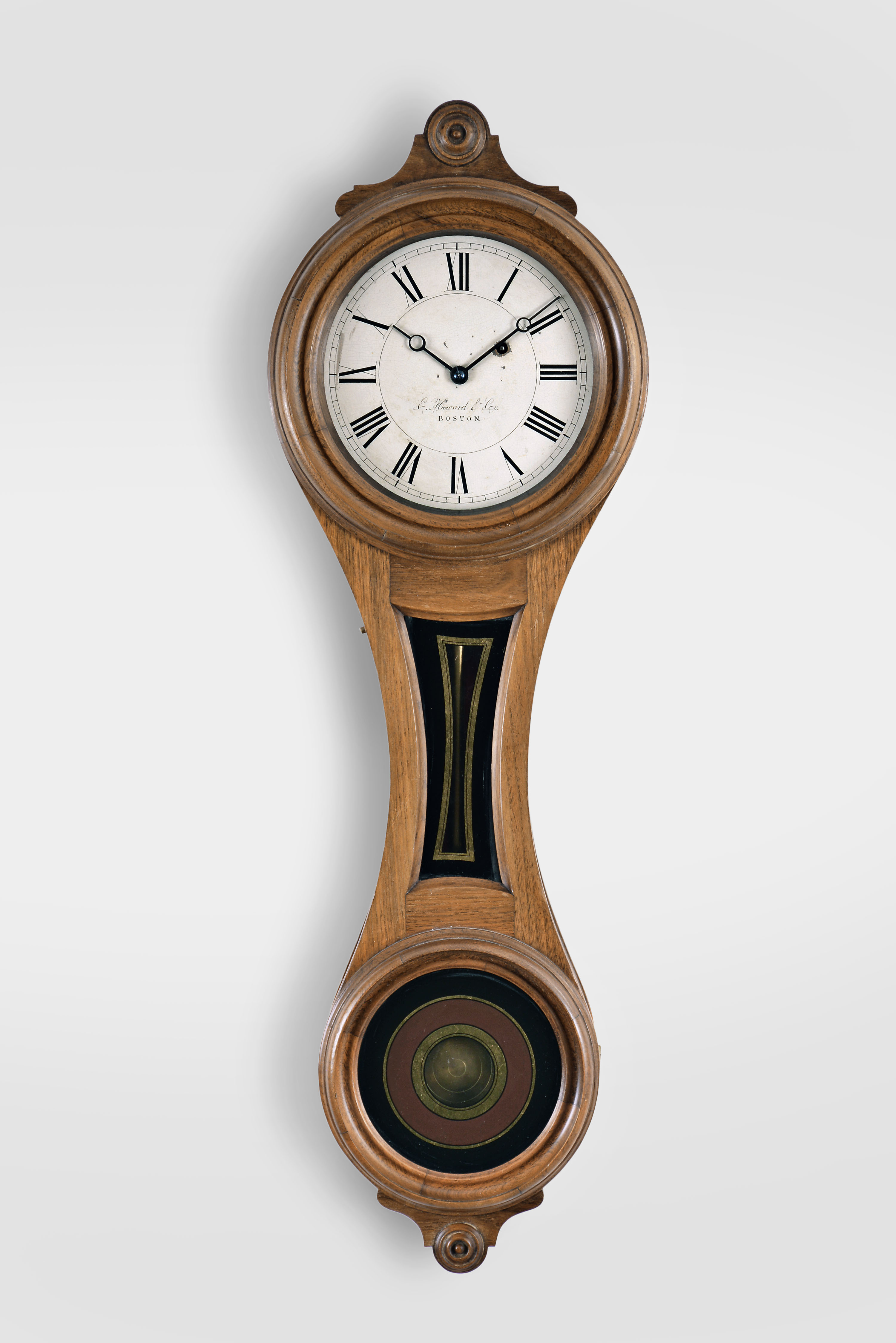 E. Howard &amp; Co., Boston, Mass., "Regulator No. 10", 8 day, weight brass movement figure eight wall timepiece. — Antique Clocks Price Guide
