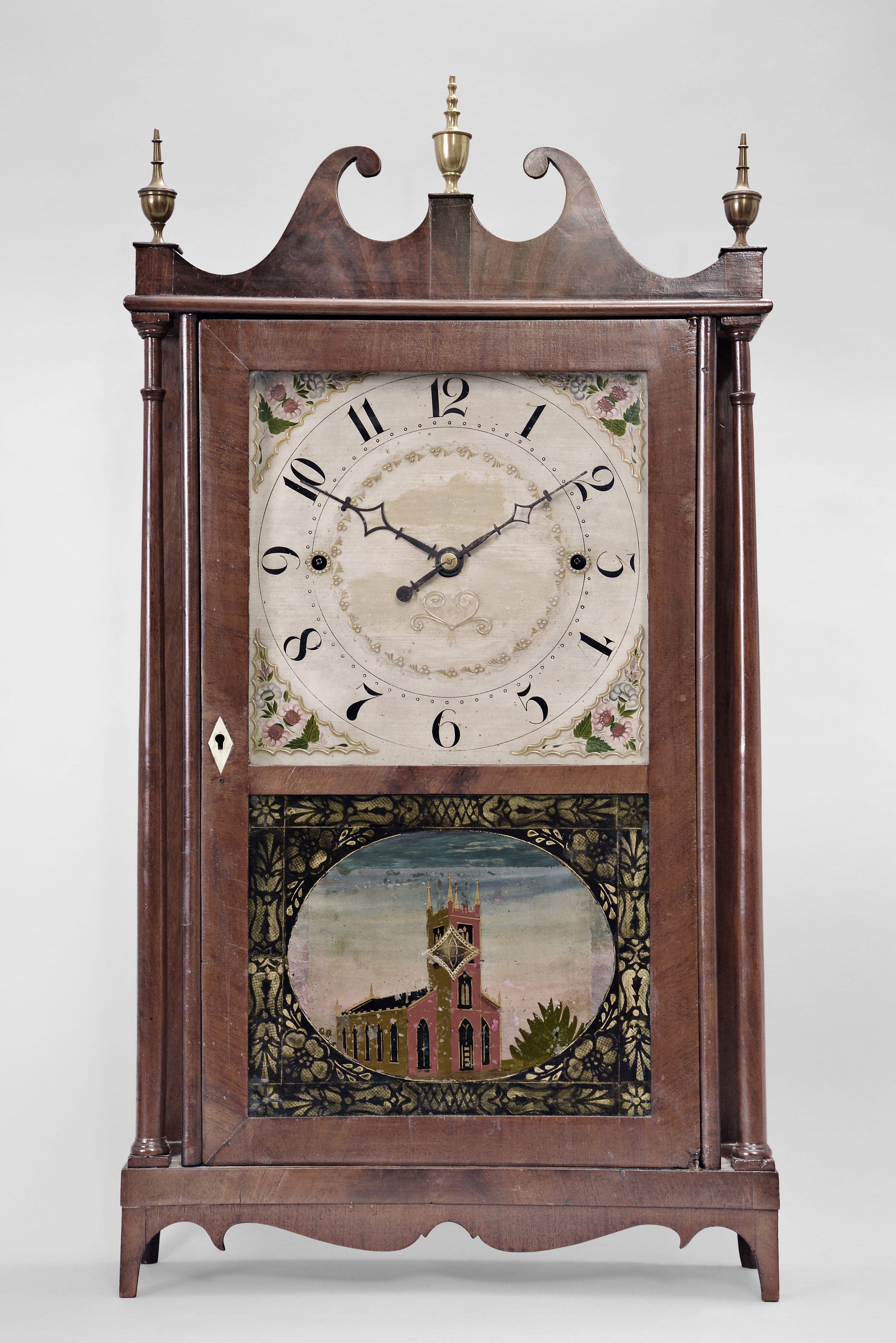 Norris North, Torrington, Conn., 30 hour, time and strike weight wood movement pillar &amp; scroll shelf clock. — Antique Clocks Price Guide
